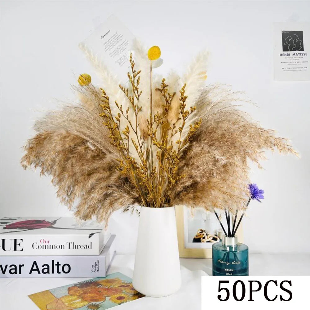 bouquet fleurs séchées naturelles vase boho décoration intérieure anniversaire noël valentin rouille blanc