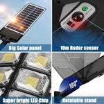 lampe solaire led noir moderne ip65 radar 10m rotatable stand