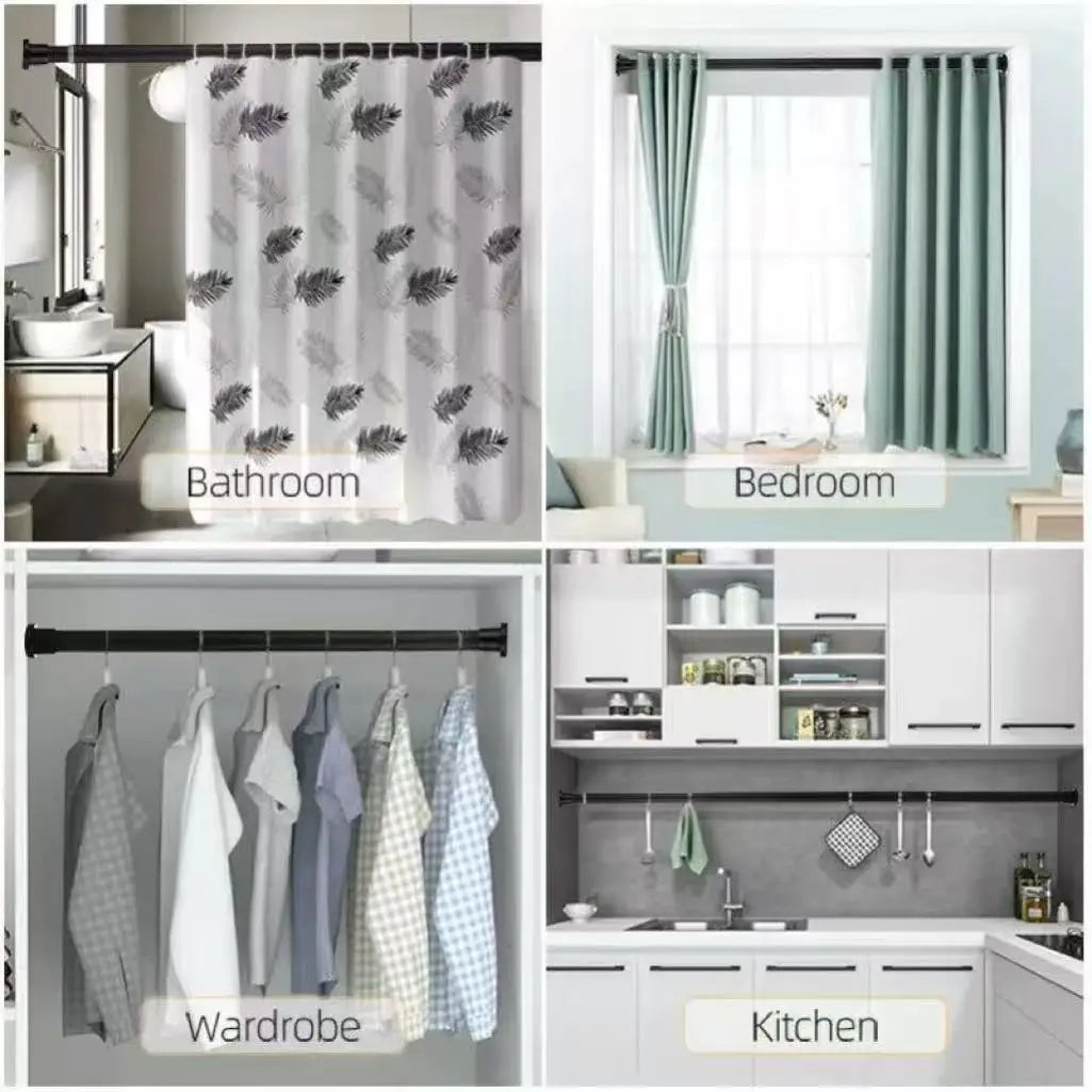 tringle douche ajustable acier inoxydable noir blanc moderne sans perçage balcon salle bain