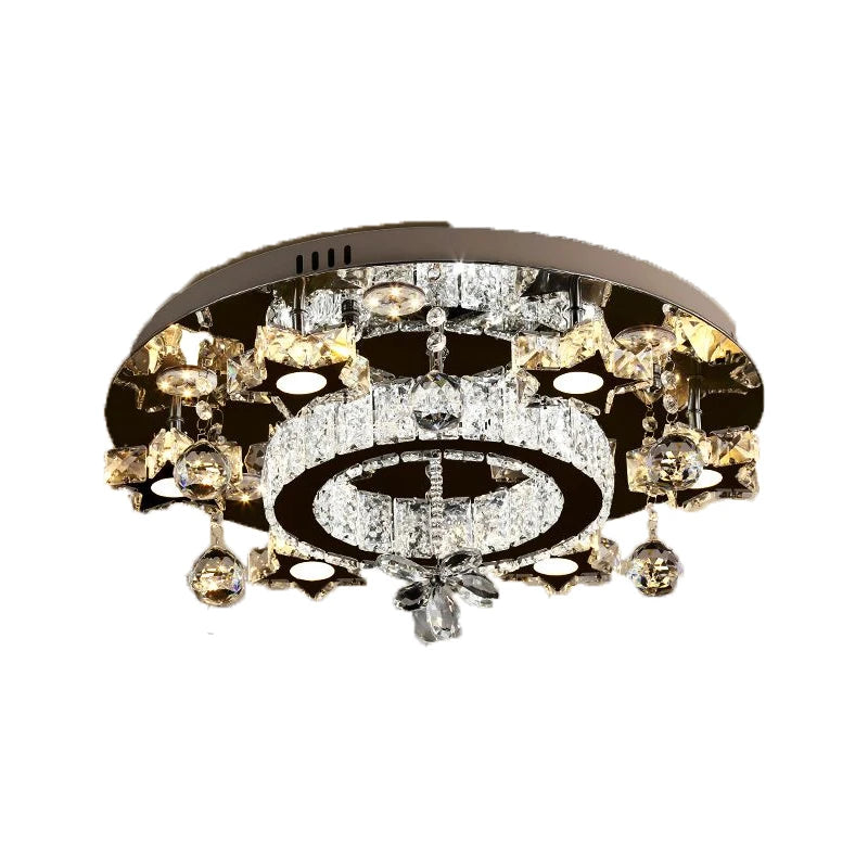 plafonnier moderne cristal noir doré led élégants motifs géométriques transparents