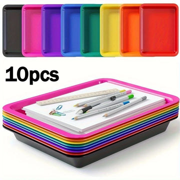 plateaux rangement plastique noir rose violet bleu vert jaune orange rouge utilitaires colorés maison