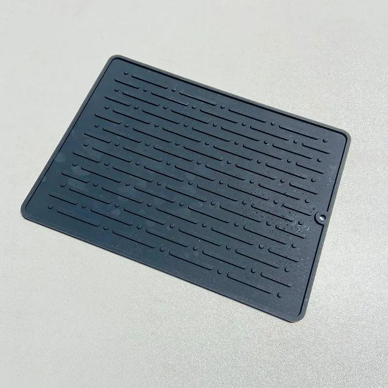 tapis cuisine silicone gris rayures horizontales moderne anti dérapant suctionversible