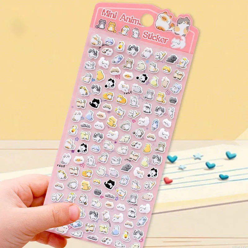 sticker kawaii animal transparent violet rose bleu clair panda lapin chat decoration scrapbooking bricolage
