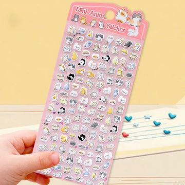 sticker kawaii animal transparent violet rose bleu clair panda lapin chat decoration scrapbooking bricolage