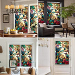 films décoratifs adhésifs oiseaux colorés feuilles fleurs moderne opaques fenêtres bleu vert jaune rouge