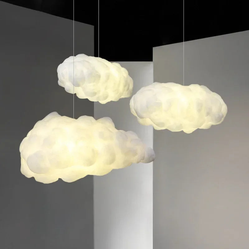 suspension lumineuse nuage blanc moderne soie salon chambre enfant décoration maison