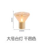 lampe poser transparente bois minimaliste moderne ampoule led base bois conique