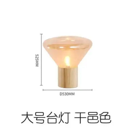 lampe poser transparente bois minimaliste moderne ampoule led base bois conique