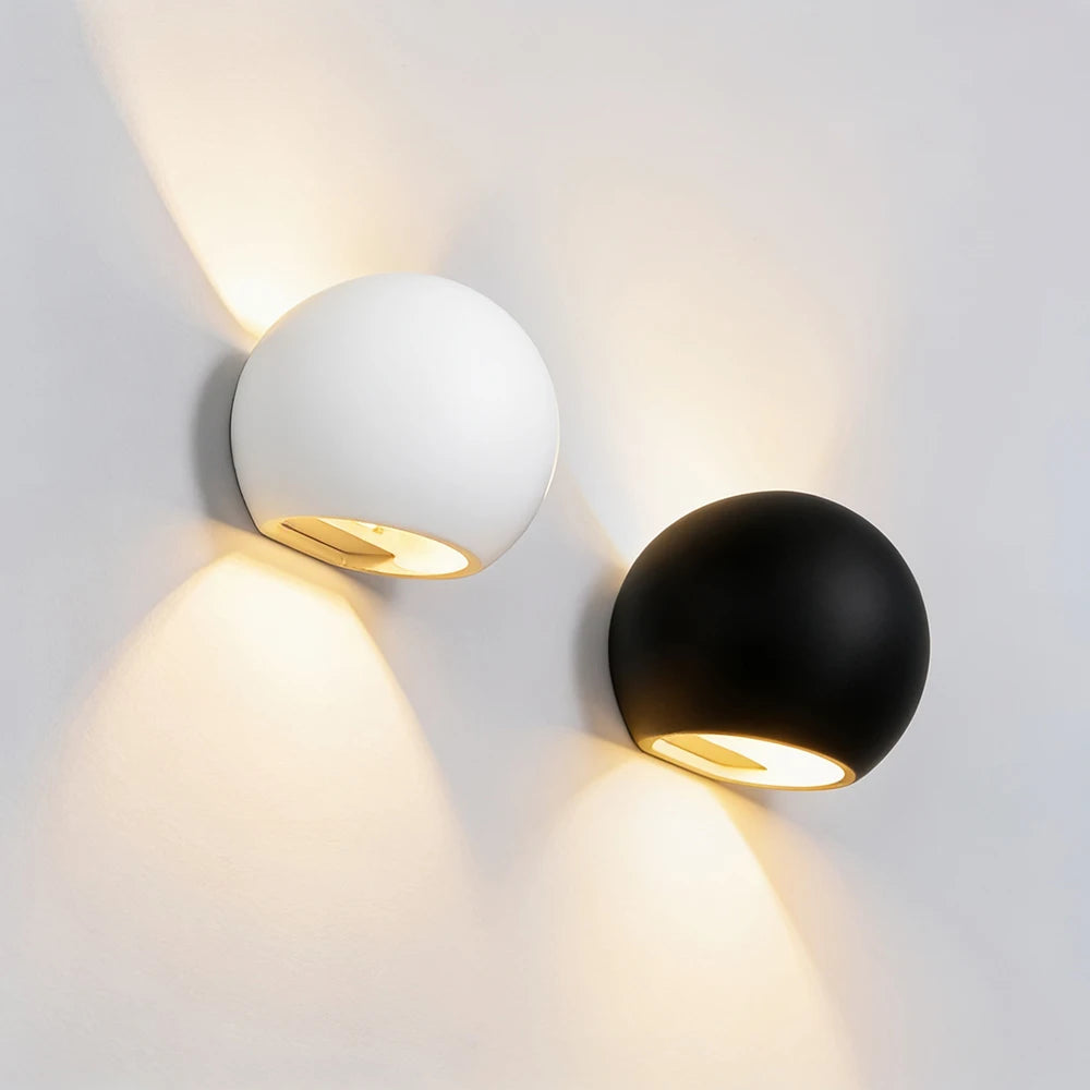 Lampe murale LED moderne sphérique blanc noir 249 2000 lumens 85 265V