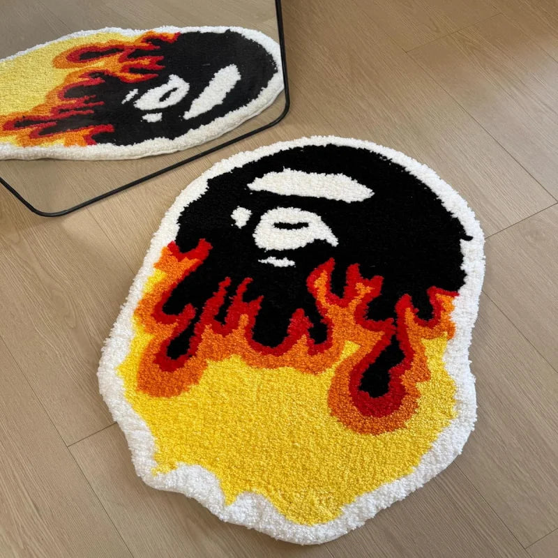 tapis rouge squelette étoiles moderne antidérapant polyester salon chambre absorption'eau