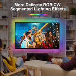 ruban led rgbic controle app synchronisation musicale detection couleur 55 75 pouces