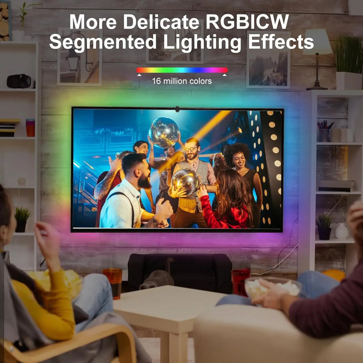 ruban led rgbic controle app synchronisation musicale detection couleur 55 75 pouces