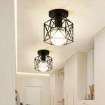 Lampe industrielle moderne métal noir structure géométrique éclairage intérieur E27