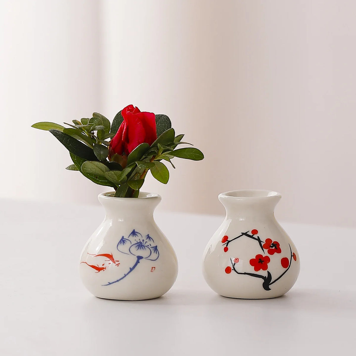 vase porcelaine artisanal fleurs oiseaux blanc moderne décoration intérieure plante artificielle salon chambre table