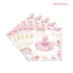 assiettes danseuses ballerines gobelets serviettes nappe rose fleurs ballet anniversaire fête enfantsDecorationThèmeFloralElegant