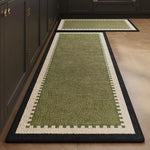 tapis acrylique antidérapant vert beige noir patchwork moderne rustique