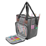 Sac couture rose imprimé floral poignées aiguilles crochets outils rangement 40cm 21cm 22cm