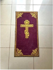 tapis noir rouge ornamental oiseau croix géométrique polyester caoutchouc maisonFRINGES