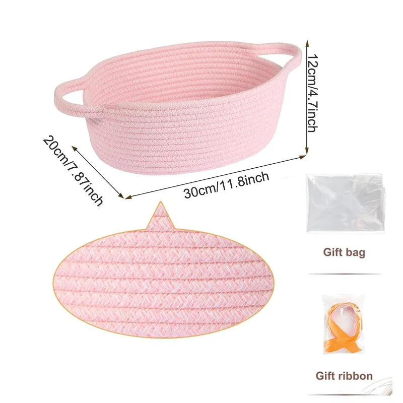 panier cadeau tissé poignées sac ruban violet rose jaune bleu moderne rustique respectueux environnement