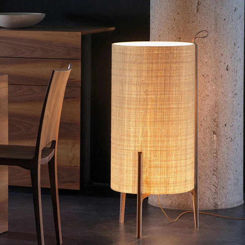 lampe table bois tissu naturel moderne beige brun clair éclairage intérieur salon chambre coucher