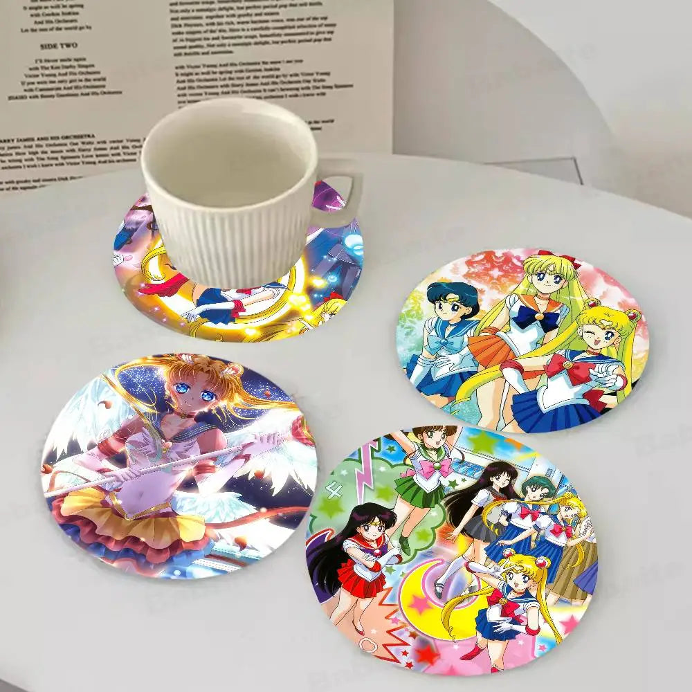 sous verres bois animes personnages féminins multicolores moderne opacité résistance chaleur hygiène table