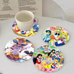 sous verres bois animes personnages féminins multicolores moderne opacité résistance chaleur hygiène table