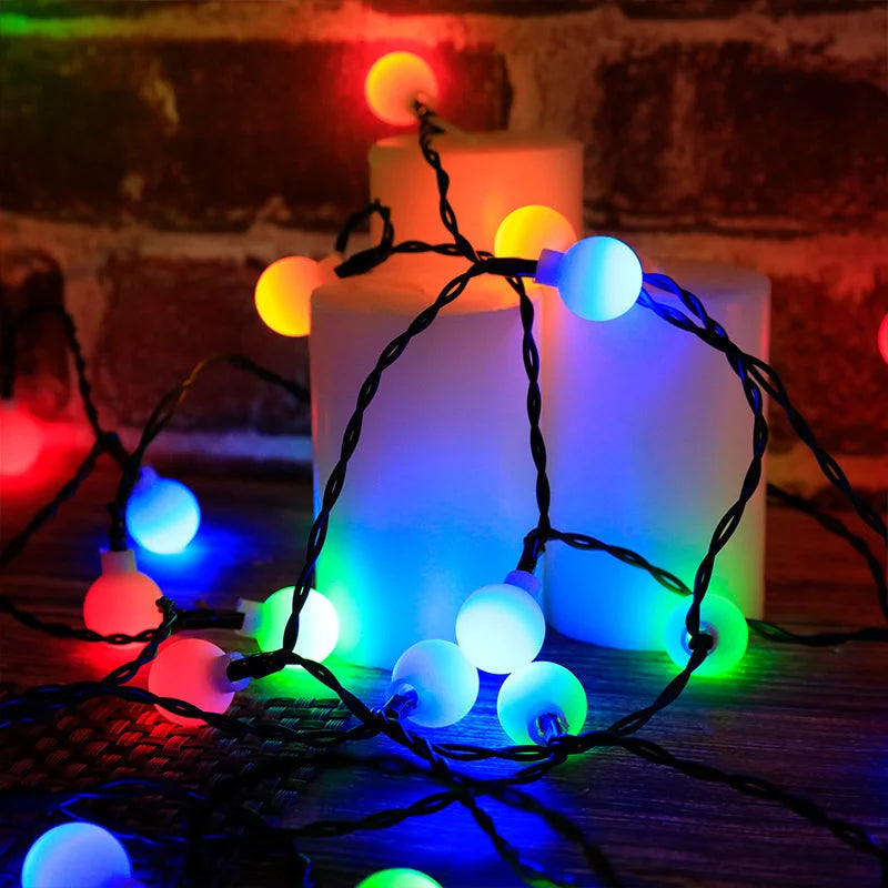 guirlande lumineuse solaire 200 led multicolore modes moderne décoration extérieure jardin boules sphériques