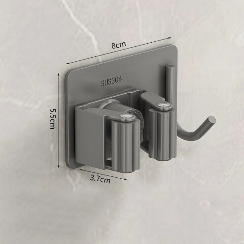 porte balais porte couverts adhésif mur noir gris moderne rangement cuisine salle bain