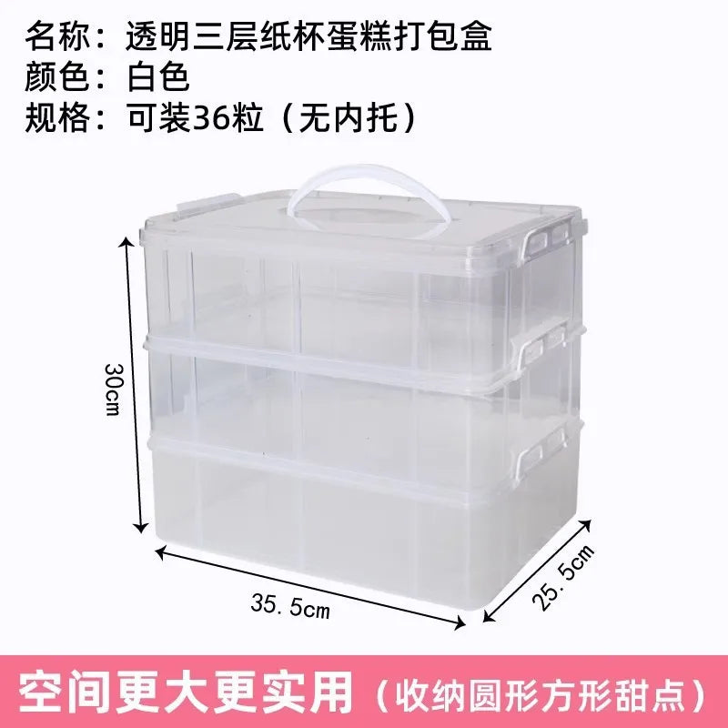 boîtes cupcakes transparentes plastique multi niveaux rotatives poignée détachable modernes