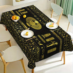 nappe égyptienne moderne symboles hiéroglyphiques or noire réutilisable table dîner polyester opaque classique