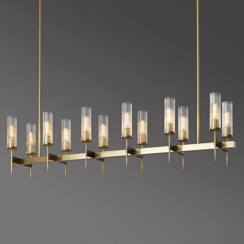 suspension lumineuse or transparent moderne élégante tubulaire strié 100cm 120cm 80cm lumière chaude froid