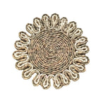 tapis table tressé spirale concentrique beige rustique opaque restaurant artisanal