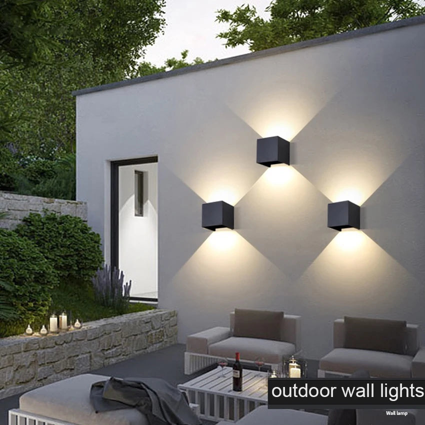 applique murale led moderne 12w ip65 étanche noir blanc contemporain minimaliste