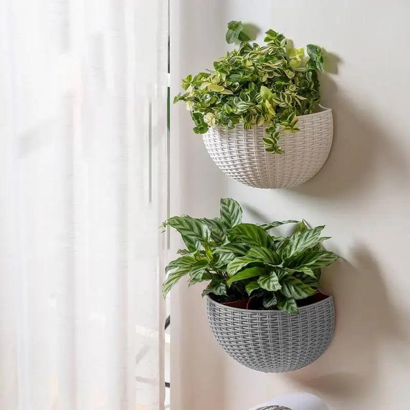 paniers suspendus imitation tressage pots fleurs muraux succulentes herbes aromatiques plantes decoratives rustique moderne