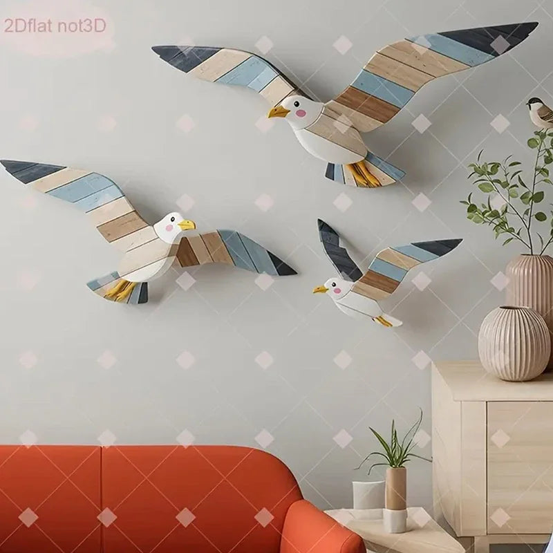 décoration murale oiseaux vol blanc bleu moderne adhésif