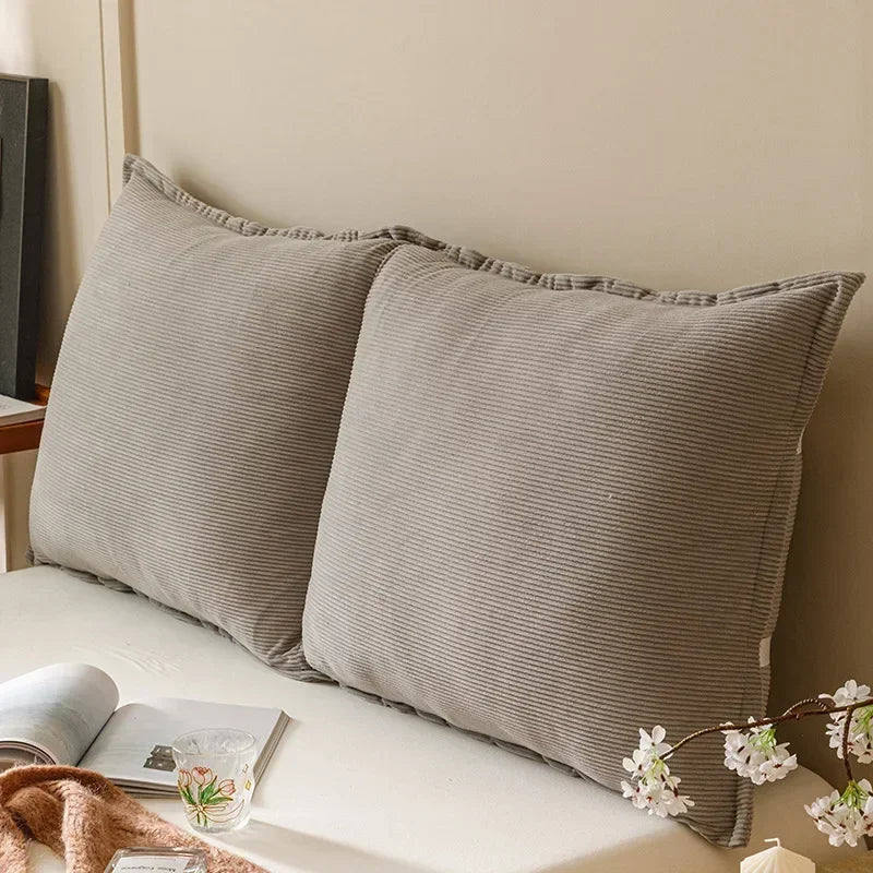 coussin dossier long velours côtelé rayé lit canapé moderne beige