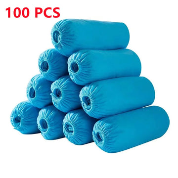protège chaussures jetables non tissés bleu clair élastiques 100 pièces