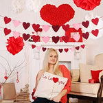 guirlande coeurs feutre rouge rose blanc decoration saint valentin anniversaire mariage festif