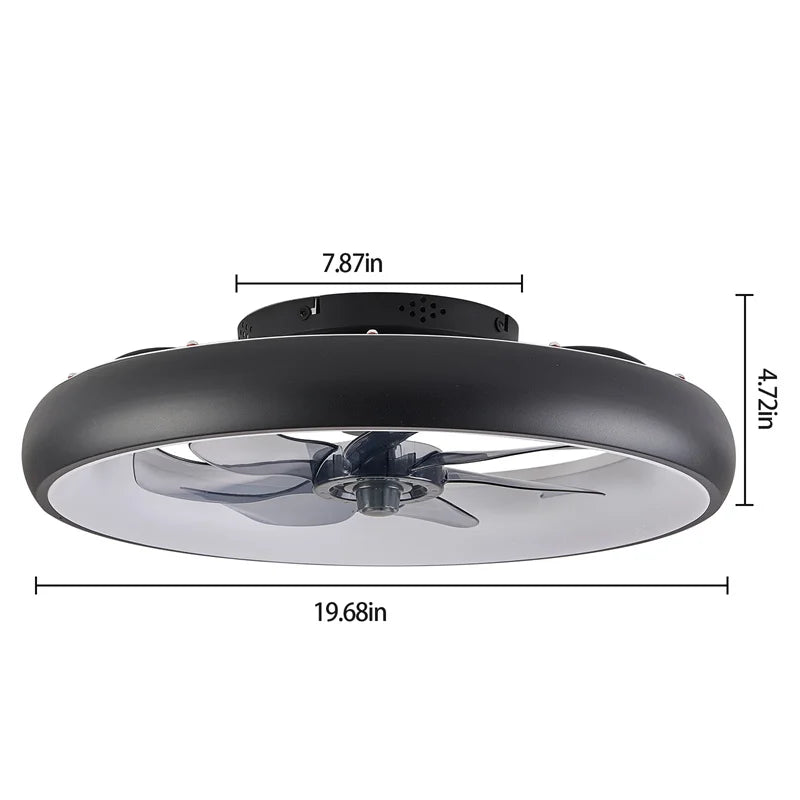 ventilateur moderne lumière led noir télécommande vitesses lames rond summer winter mode