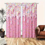 rideau rose clair glaçage donuts colorées opaques moderne deux pièces polyester