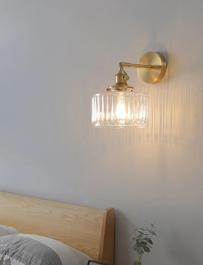 lampe murale or transparent moderne interrupteur rayures horizontales verre chambre cuisine étude