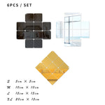 miroirs géométriques blancs modernes adhésifs 5cm 10cm 15cm 20cm 6pièces decoration mur maison chambre