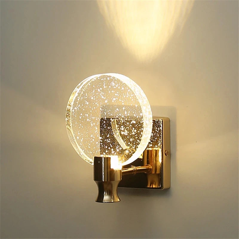 lampe murale moderne or transparente dorées éclairage quotidien vis fixée mur flux luminescent élevé