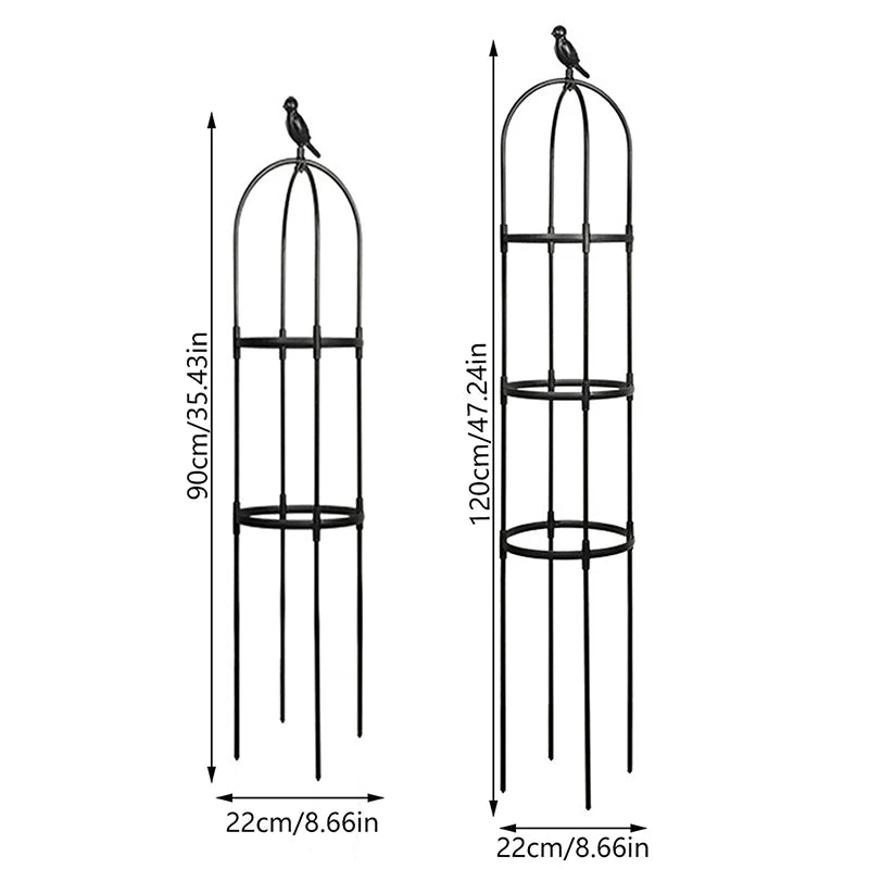 support plante grimpante structure circulaire plateaux horizontaux noir blanc moderne fonctionnel jardin fleur vigne