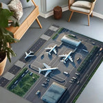 tapis moderne aéroport avions pistes vert gris blanc salon chambre décoratif polyester polypropylène