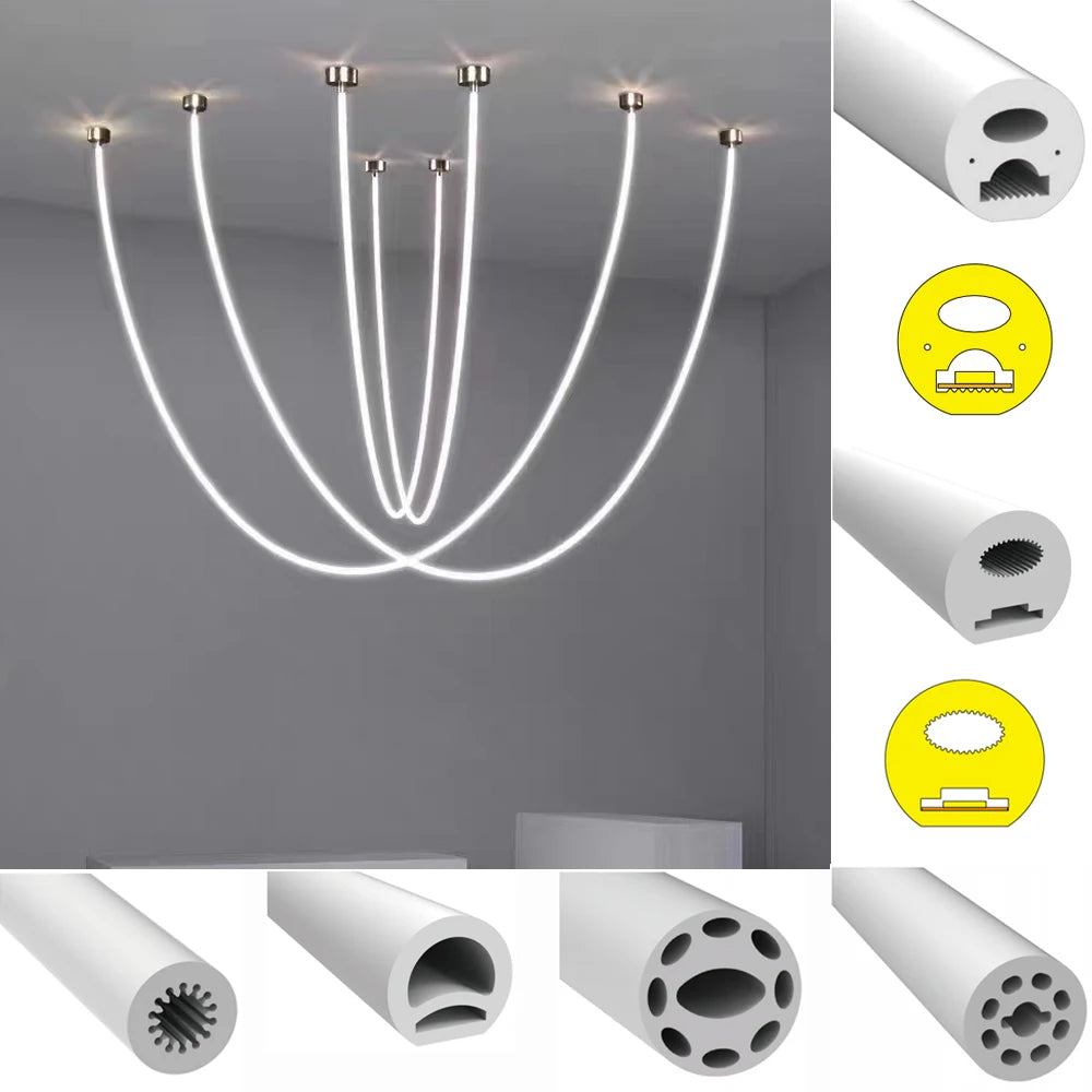 manchon silicone flexible diffuseur ruban led smd cob blanc moderne étanche éclairage intérieur
