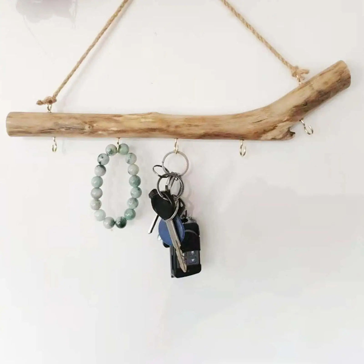 patère murale bois flotté rustique porte clés chapeaux bijoux suspension naturelle minimaliste