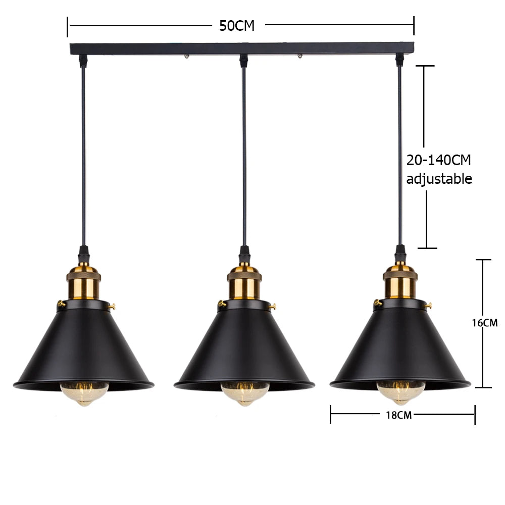 lumière suspendue industrielle conique noire blanche orange éclairage moderne chambre salon