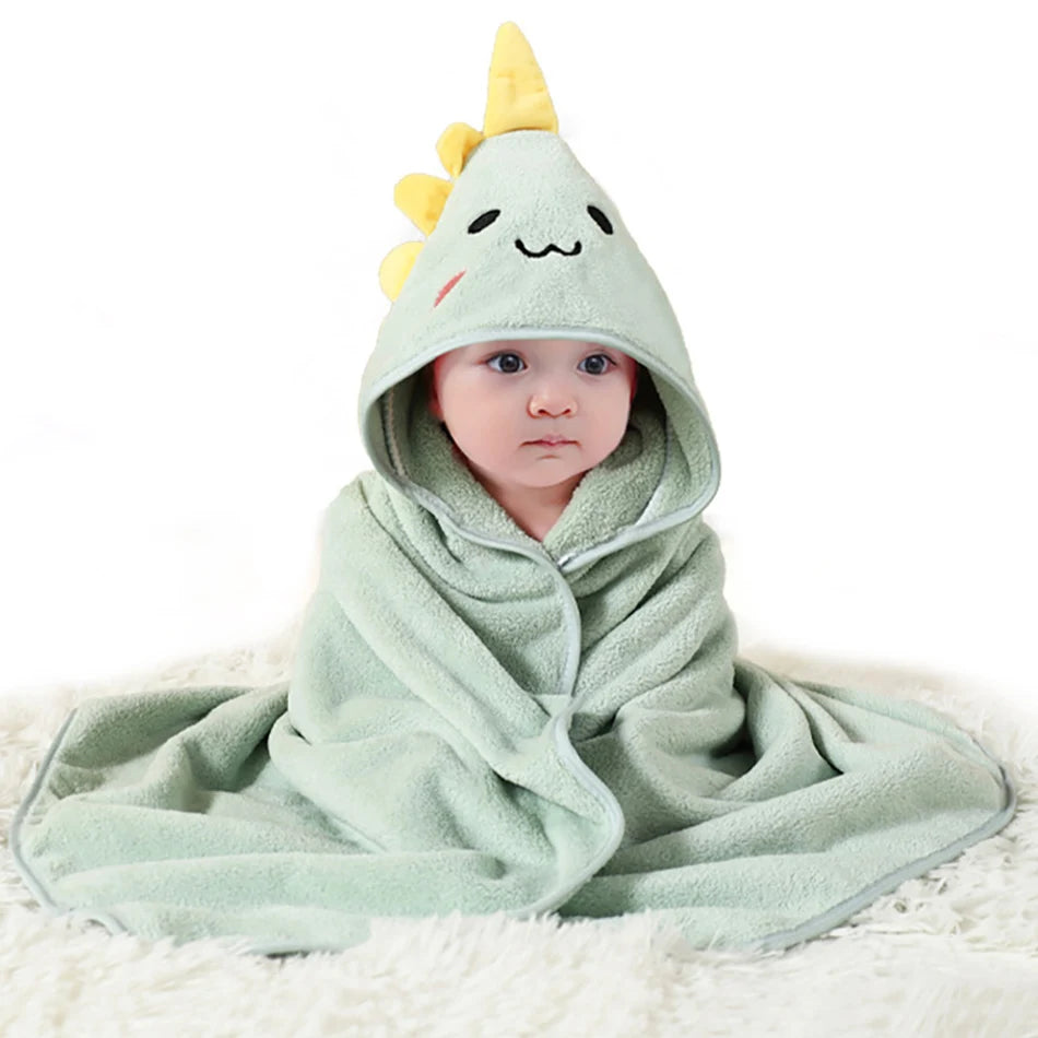 serviette bébé capuche animaux motifs doux microfibre brodés marron bleu gris rose verte