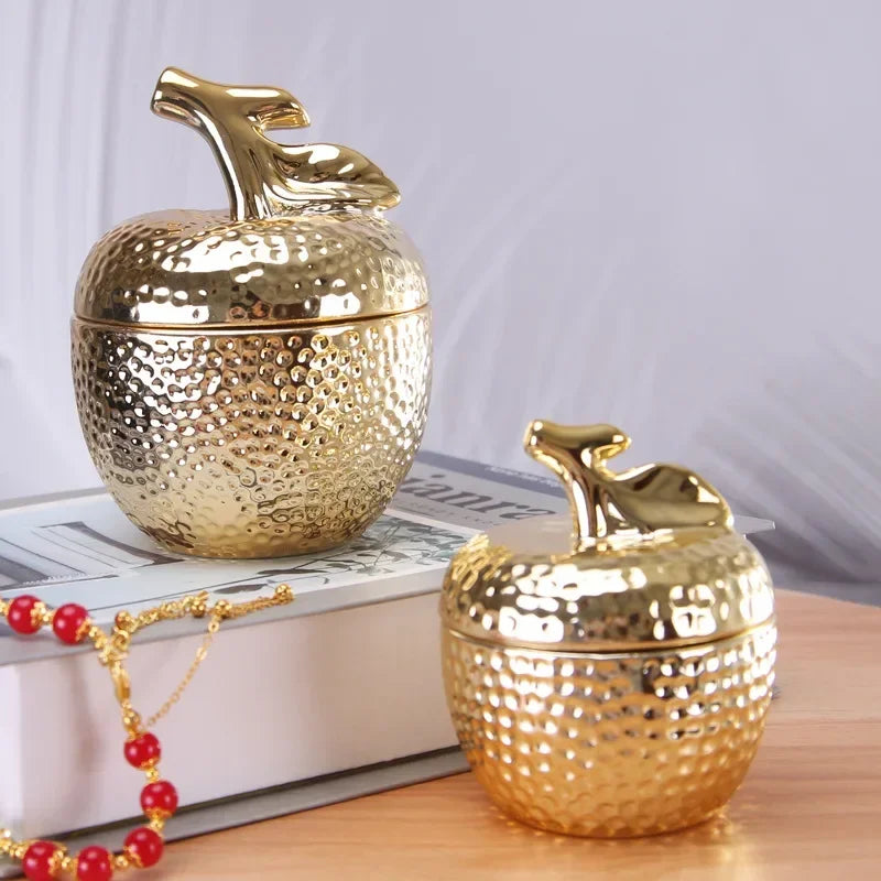 boîte bijoux fruit forme céramique or argent texture martelée moderne décoration rangement